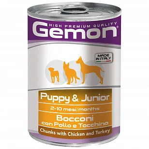 Gemon Dog консервы для щенков кусочки курицы с индейкой, 0.415кг