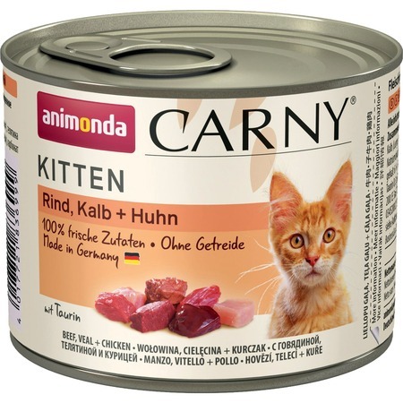 Animonda Carny Kitten с телятиной и курицей влажный корм для кошек жестяная банка, 0.2кг