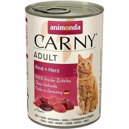 Animonda Carny Adult Beef and Heart влажный корм для кошек жестяная банка, 0.4 кг