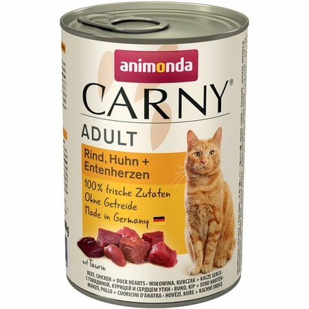 Animonda Carny Adult Chicken and Duck влажный корм для кошек жестяная банка, 0.4кг