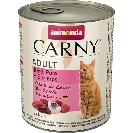 Animonda Carny Adult Turkey and Shrimps влажный корм для кошек жестяная банка, 0.4кг