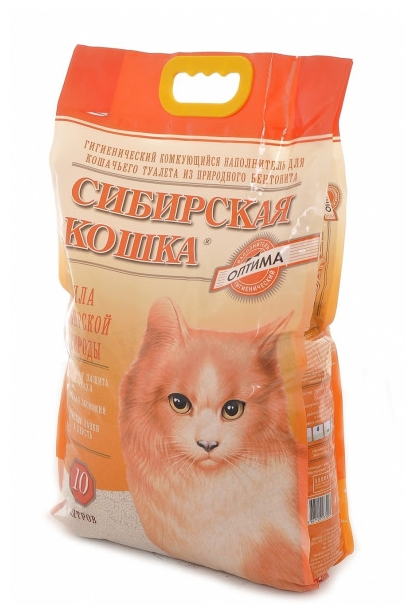 Наполнитель Сибирская Кошка Оптима комкующийся, 10л